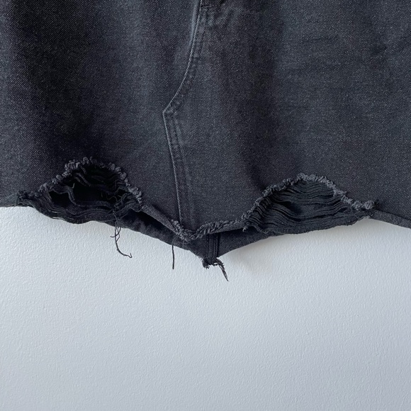 Missguided Distressed Black Denim Mini Skirt Size 6 - Picture 4 of 15